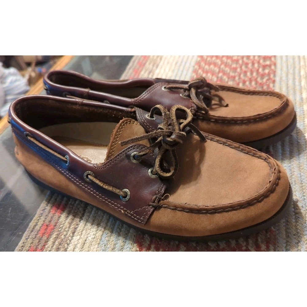 GH Bass & Co Two Brown Leather Boat Shoes Slip On Lace Up Men's Size‎ 8 M